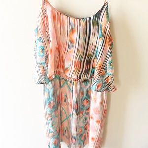 Parker 100% Silk Dress Aztec multi color Tie Dye M